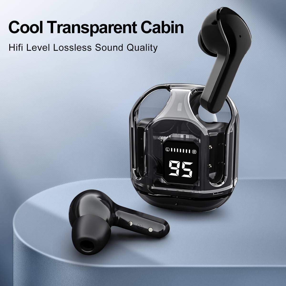 Air 31 Airpods, Air 31 Wireless Earbuds With Crystle Transparent Case with TYPE C Charging
