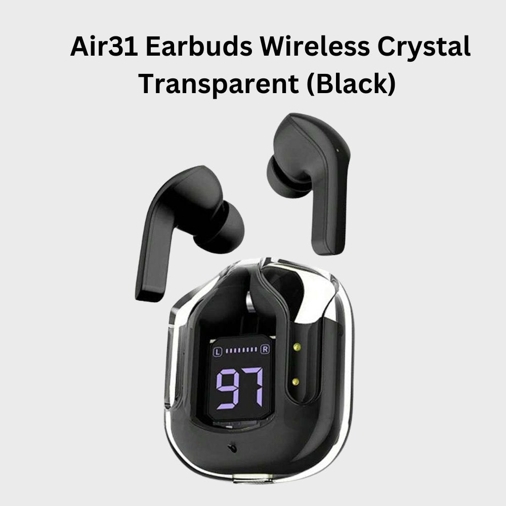 Air 31 Airpods, Air 31 Wireless Earbuds With Crystle Transparent Case with TYPE C Charging