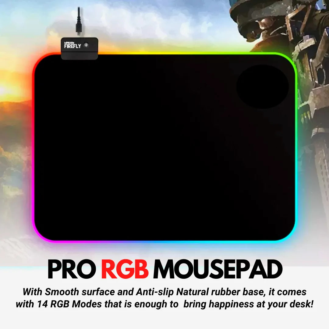 TITANWOLF XXL RGB Gaming Mouse Pad SMALL & Large Size - Extended & Small Led Soft Cloth Mousepad Mat with Non-Slip Rubber Base