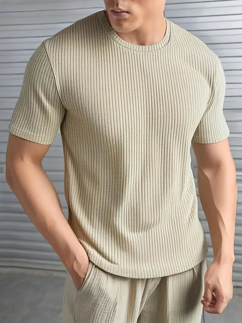 The Vintage Clothing Waffle Knit Texture T-Shirt For Boys And Men