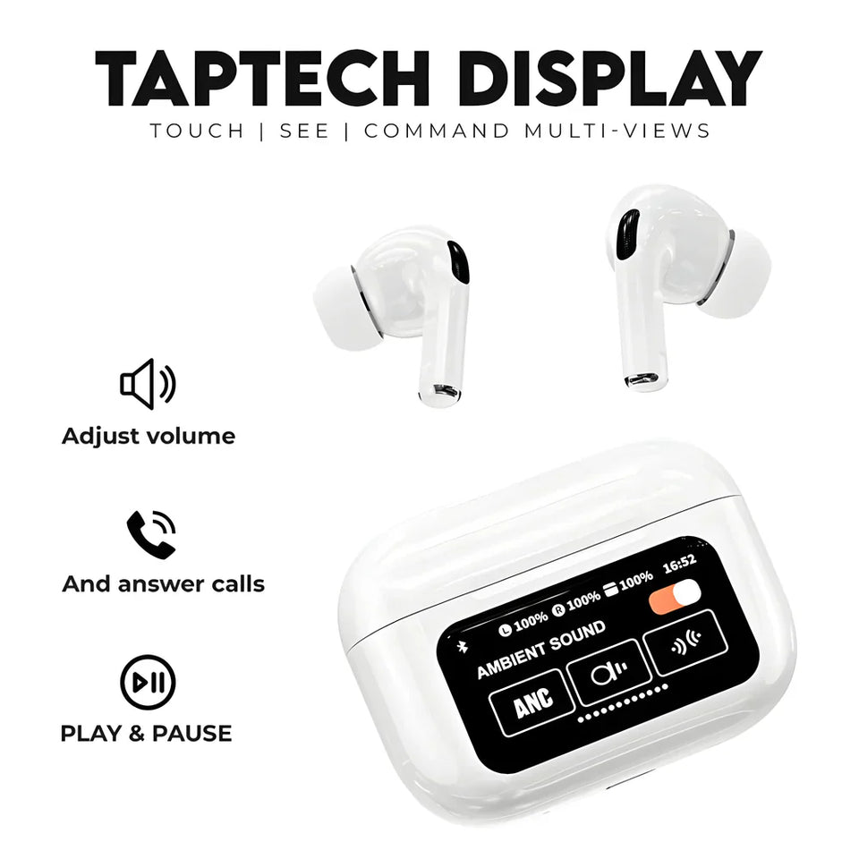 A9 Pro Wireless Earbuds Bluetooth Headphones with Smart Touch Screen ANC