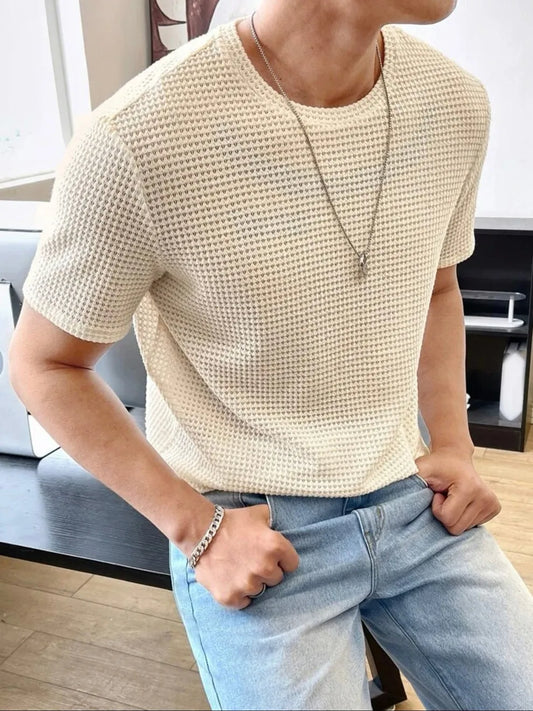 The Vintage Clothing Waffle Knit Texture T-Shirt For Boys And Men