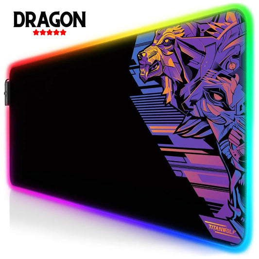 TITANWOLF XXL RGB Gaming Mouse Pad SMALL & Large Size - Extended & Small Led Soft Cloth Mousepad Mat with Non-Slip Rubber Base