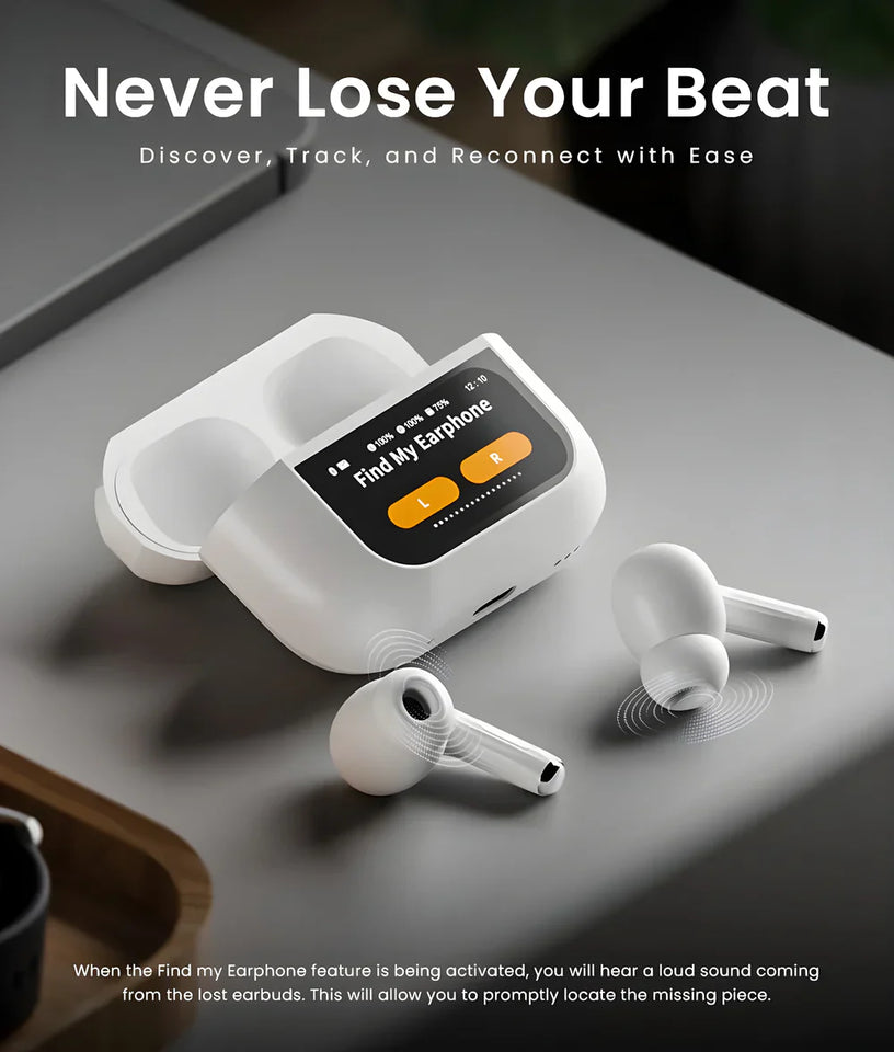 A9 Pro Wireless Earbuds Bluetooth Headphones with Smart Touch Screen ANC