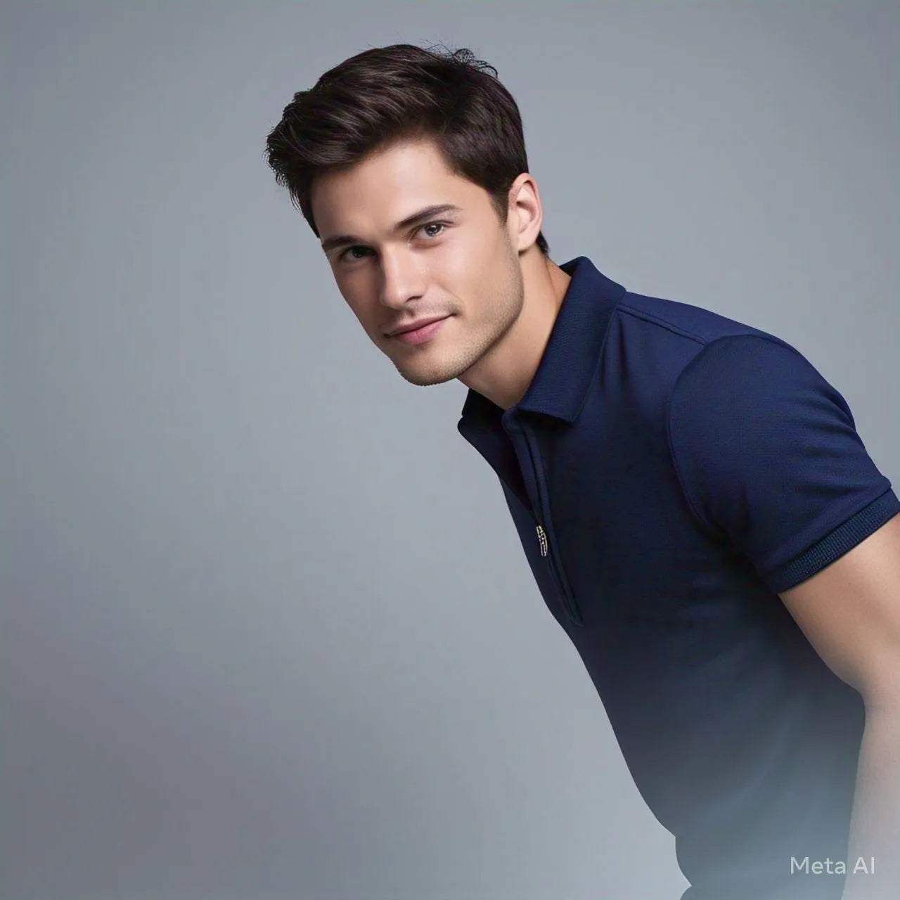 Men Solid Ziper Polo Neck Polyester Black T-Shirt