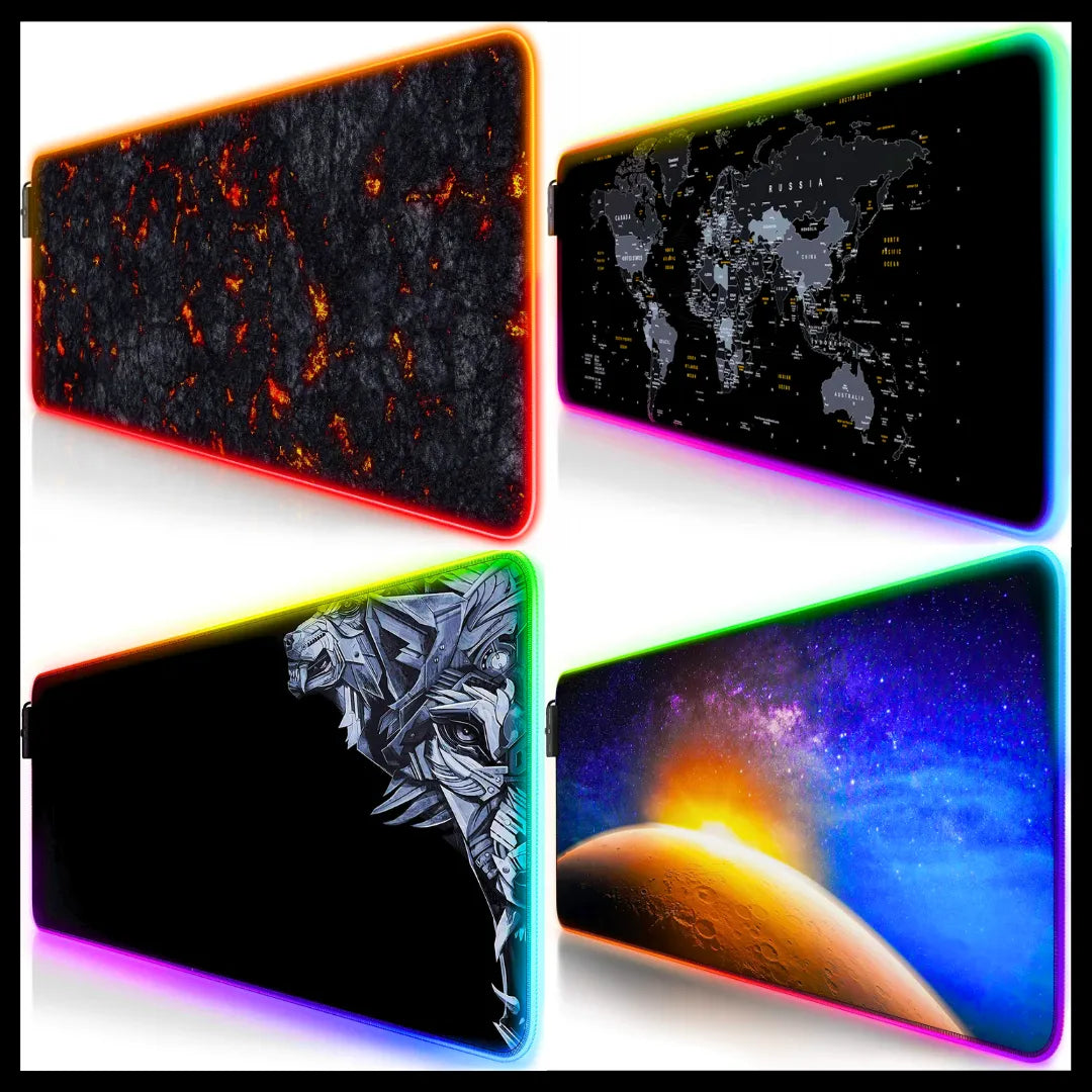 TITANWOLF XXL RGB Gaming Mouse Pad SMALL & Large Size - Extended & Small Led Soft Cloth Mousepad Mat with Non-Slip Rubber Base
