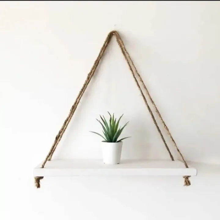Wooden DIY Hanging Shelf with Rope Wall Decor Single Piece