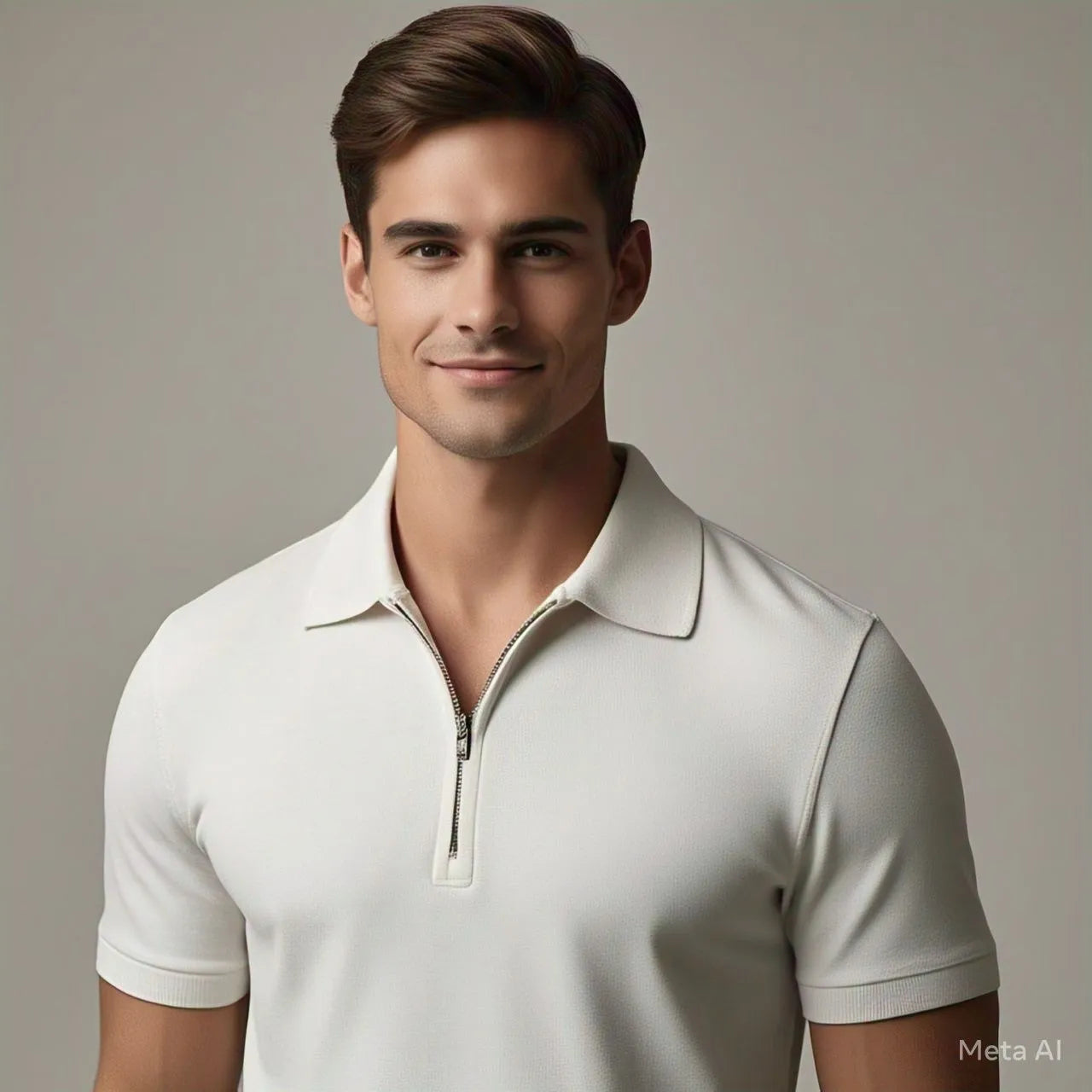 Men Solid Ziper Polo Neck Polyester Black T-Shirt