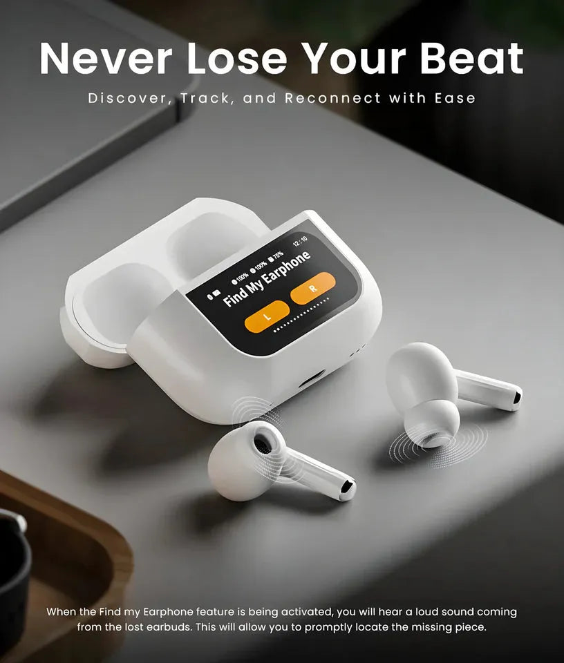 A9 Pro Wireless Earbuds Bluetooth Headphones with Smart Touch Screen ANC