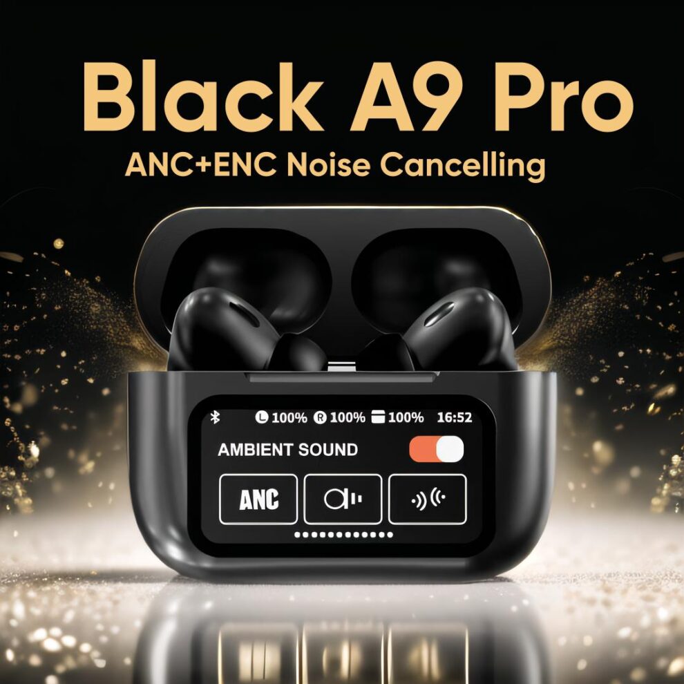A9 Pro Wireless Earbuds Bluetooth Headphones with Smart Touch Screen ANC